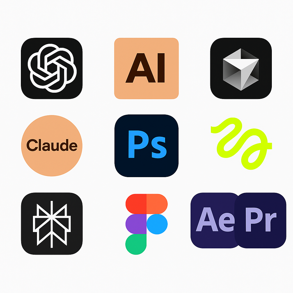 Advanced AI Tools - Claude, Perplexity, ChatGPT, Figma, Photoshop, After Effects, Premiere Pro, Higgs Field